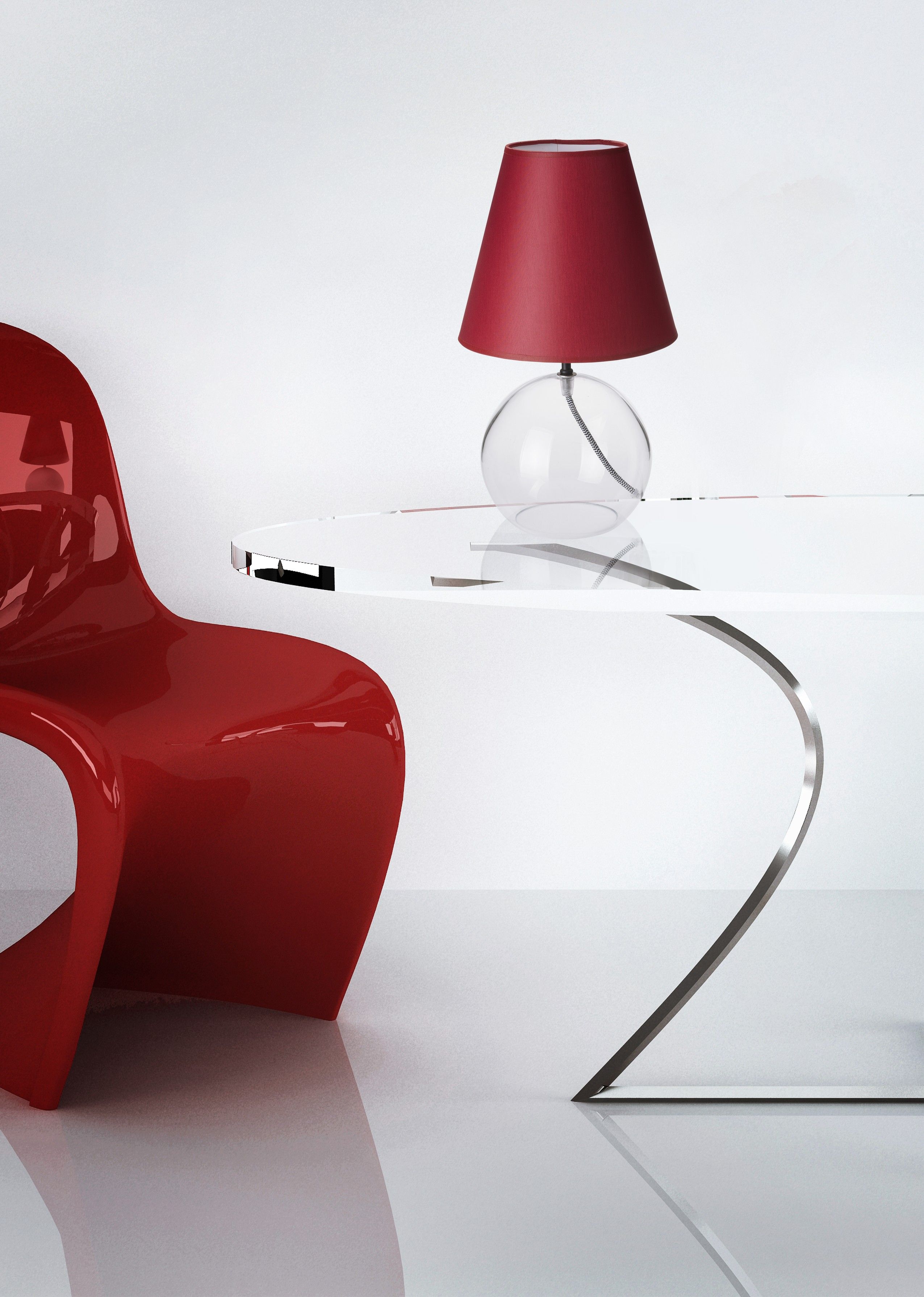 červená designová lampa